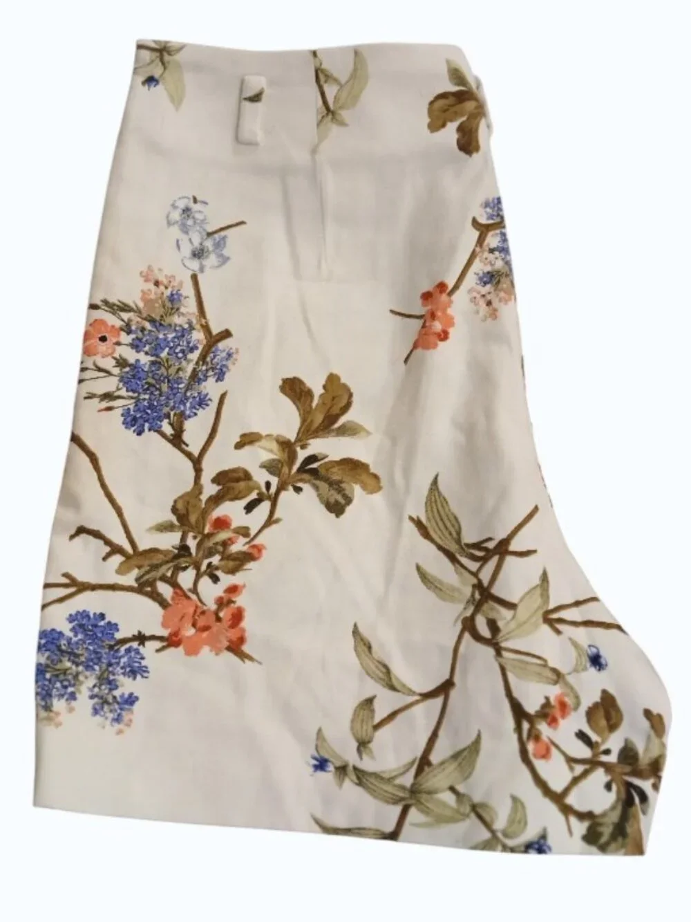 ZARA High Waist Shorts Botanical Print Cream/Brown/Green - EUC - Picture 3 of 6